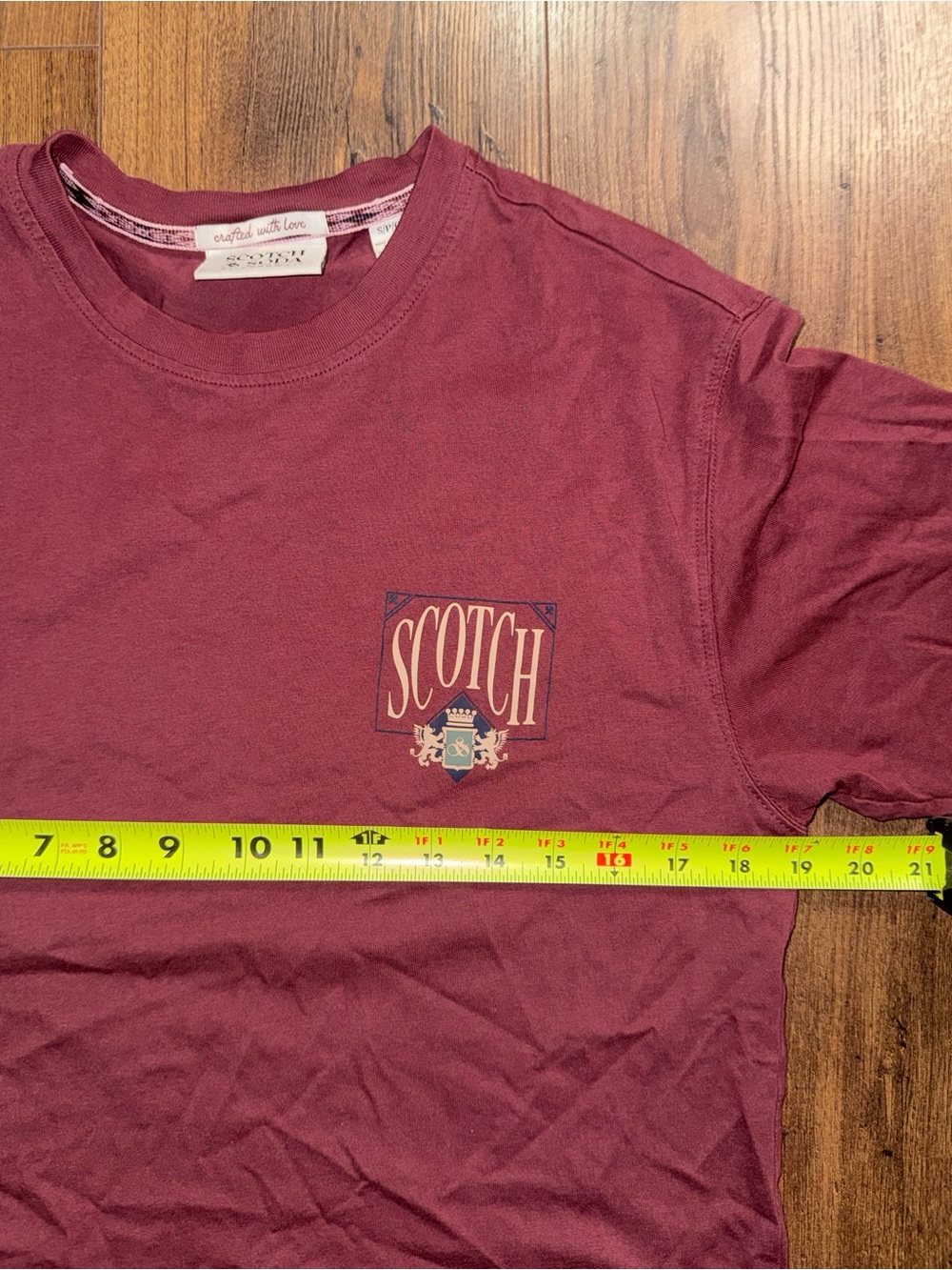 Scotch & Soda Amsterdam Graphic Logo T-Shirt Men’s Small Burgundy Short Sleeve - Picture 5 of 8